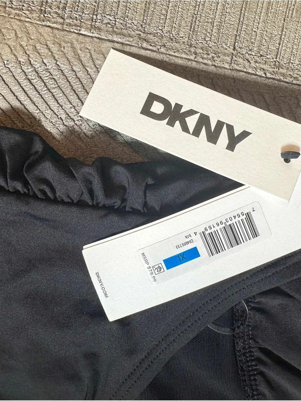 NWT DKNY Womens Black Ruched Halter One Piece Swimsuit XL